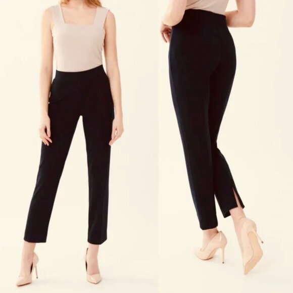 Joseph Ribkoff Straight Leg Pull On Trousers Size 8 Dress Yoga Pants Dark Grey - Picture 2 of 13